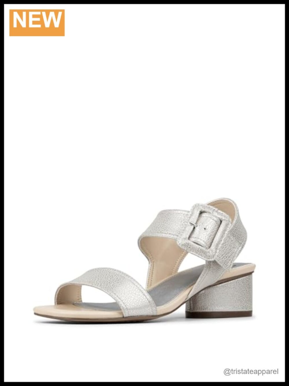 Womens Heeled Sandals Leather Memory Foam Insole Block Heel Slingback